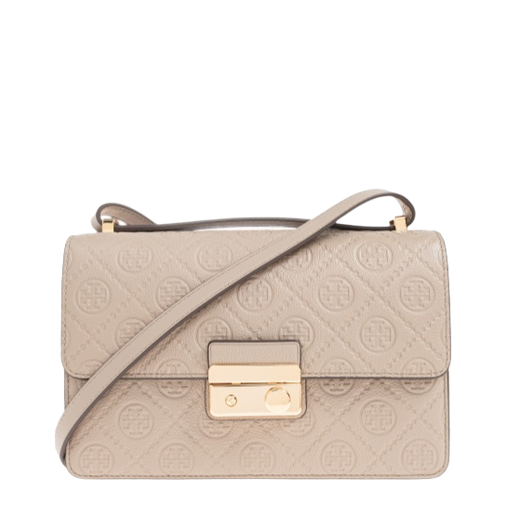 T Monogram Pebbled Shoulder Bag