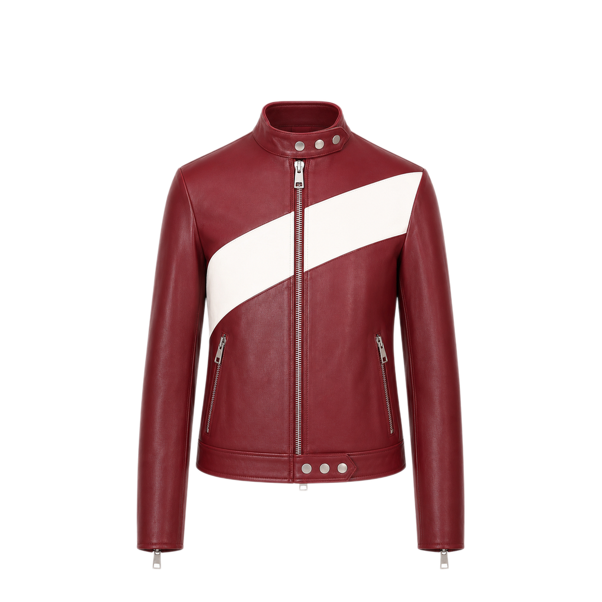 MAYFEYR - LA ROSE - Leather Bomber Bordeaux - 1544GIUBBINONAPPABORDEAUXWHITE