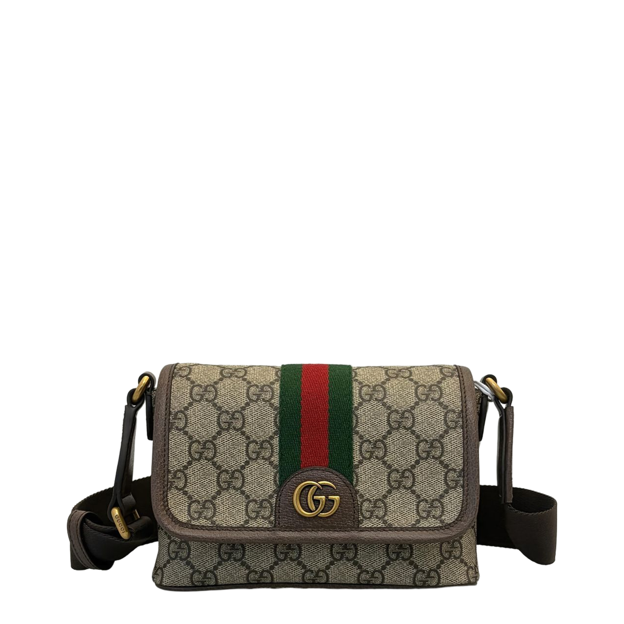 Ophidia Mini Bag Coated Fabric Crossbody - Beige/Dark Brown