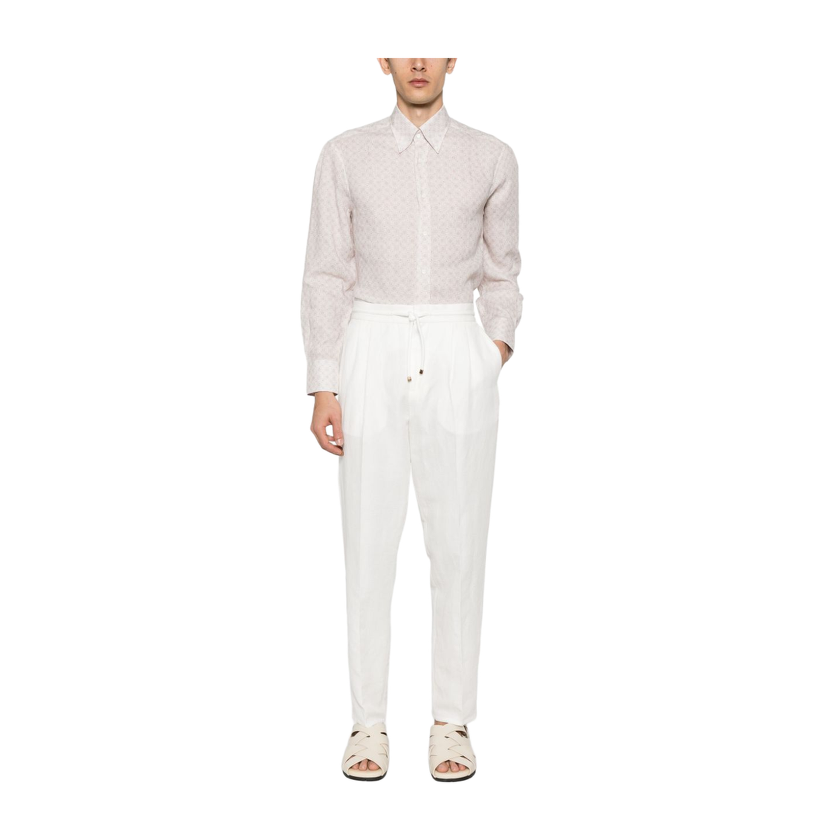 Linen Blend Drawstring Trousers
