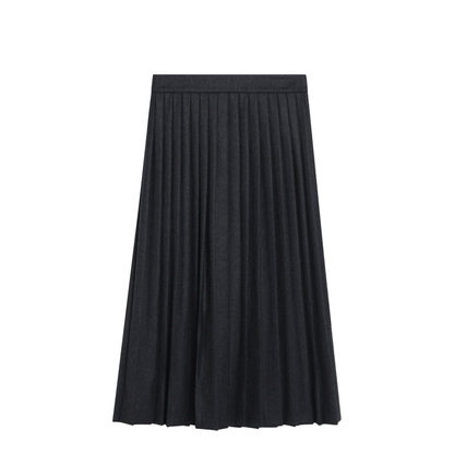 Grey Pleated Wool Skirt