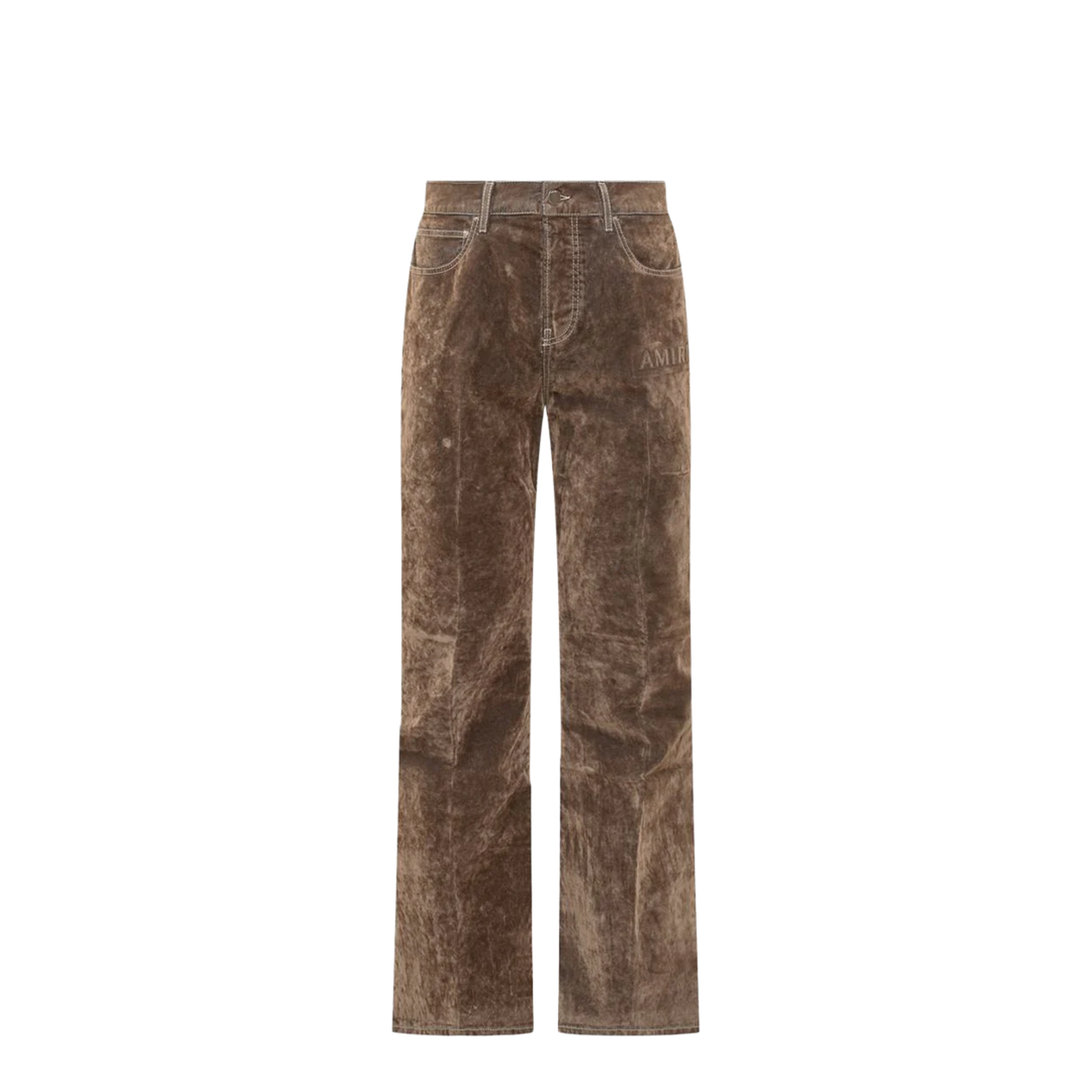 Brown Velvet Straight Leg Pants