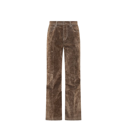 Brown Velvet Straight Leg Pants