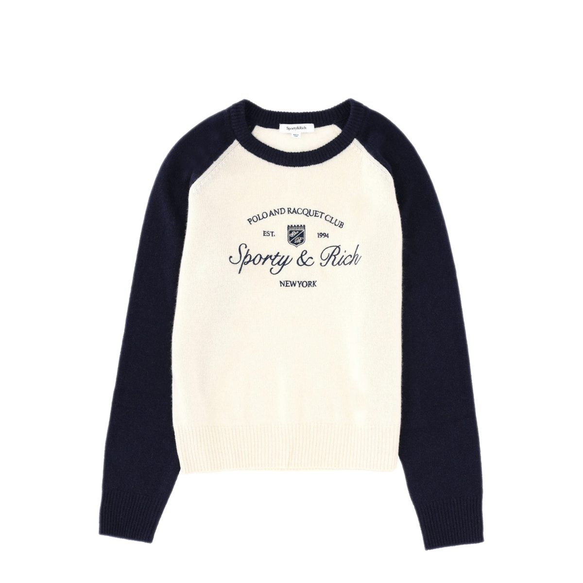 MAYFEYR - SPORTY&RICH - Jersey With Logo - WS07561412WH63ECRUDARKNAVY