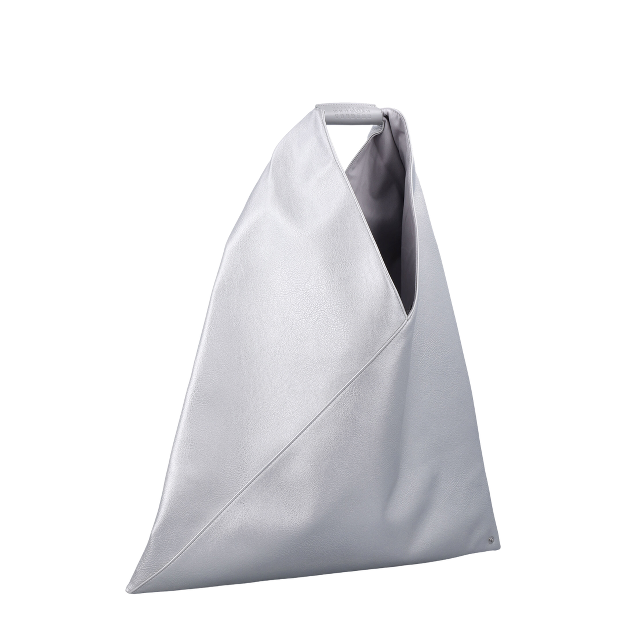 Medium Japanese Bag in Silver Eco-Leather