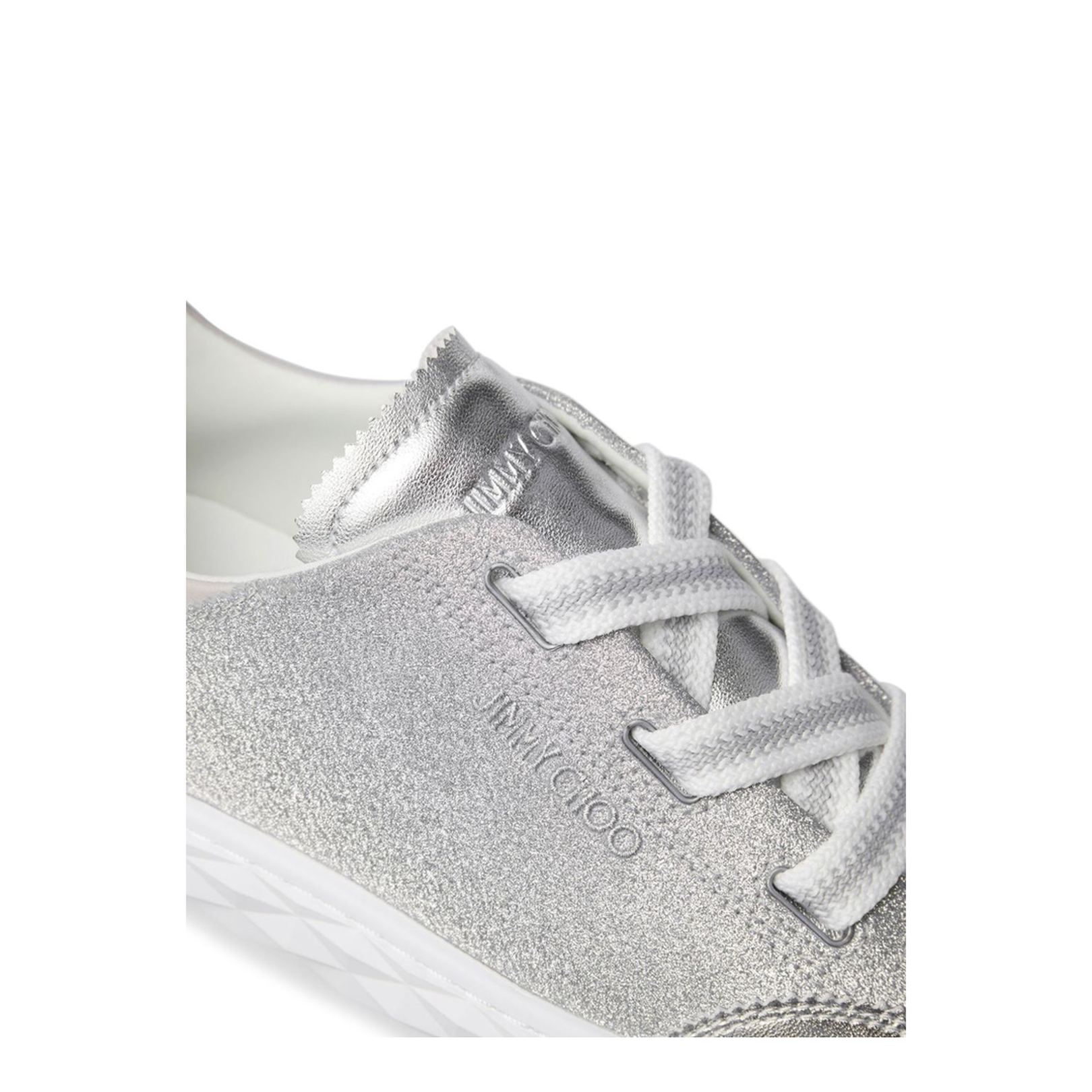 Silver Glitter Leather Trainers