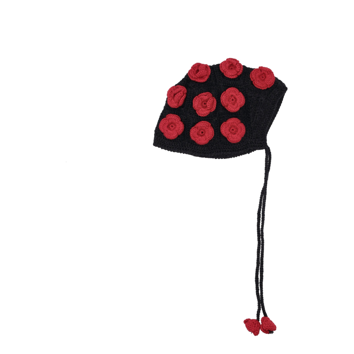 MAYFEYR - Alanui - Grunge Roses Bonnet Hat Charcoal Ruby - LWLA03AE25KNI0010725