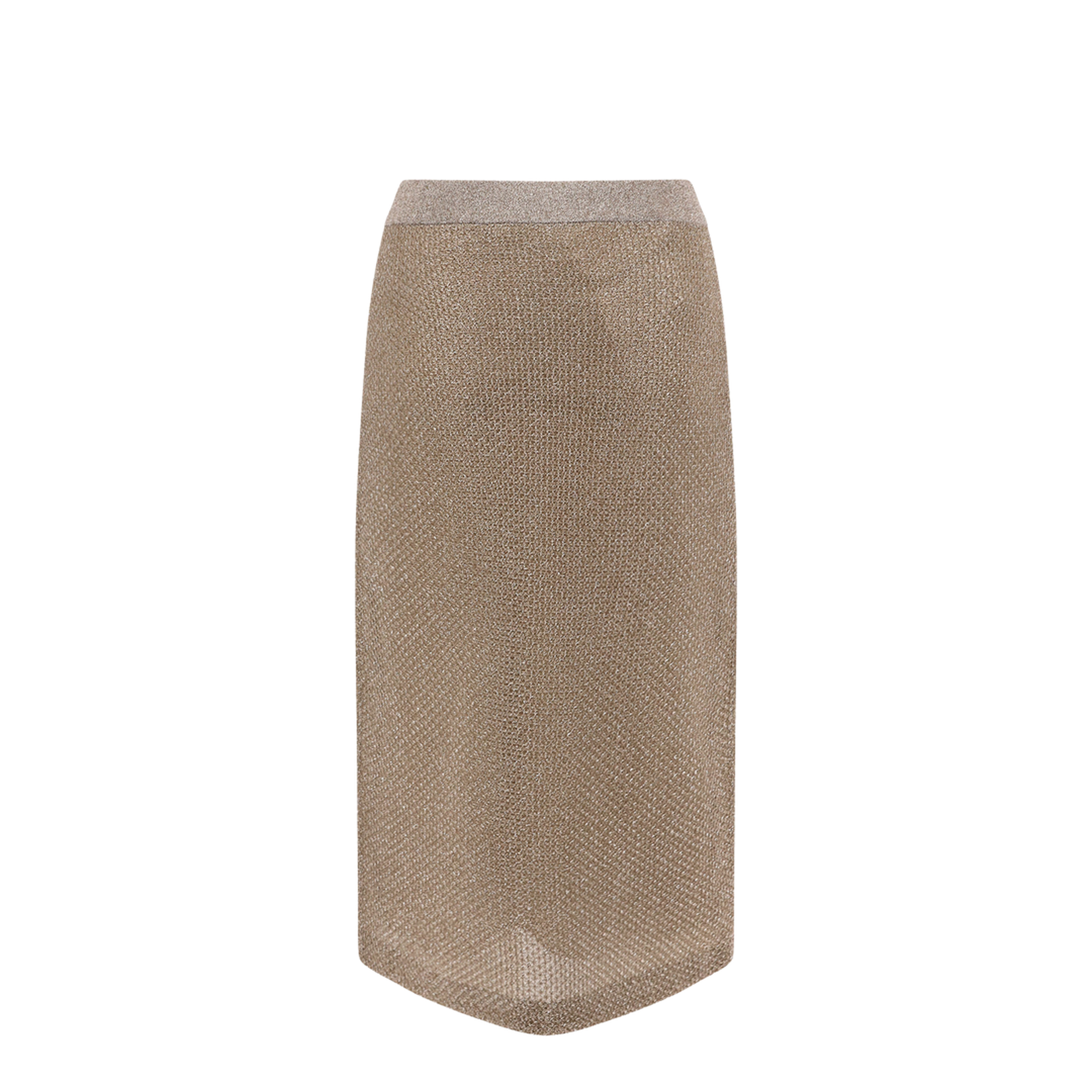 Beige Mesh Midi Skirt