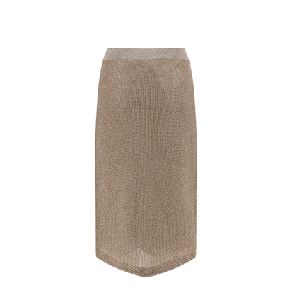 Beige Mesh Midi Skirt