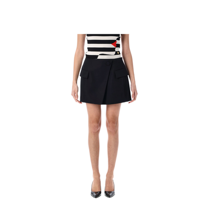 Asymmetric Gabardine Mini Skirt