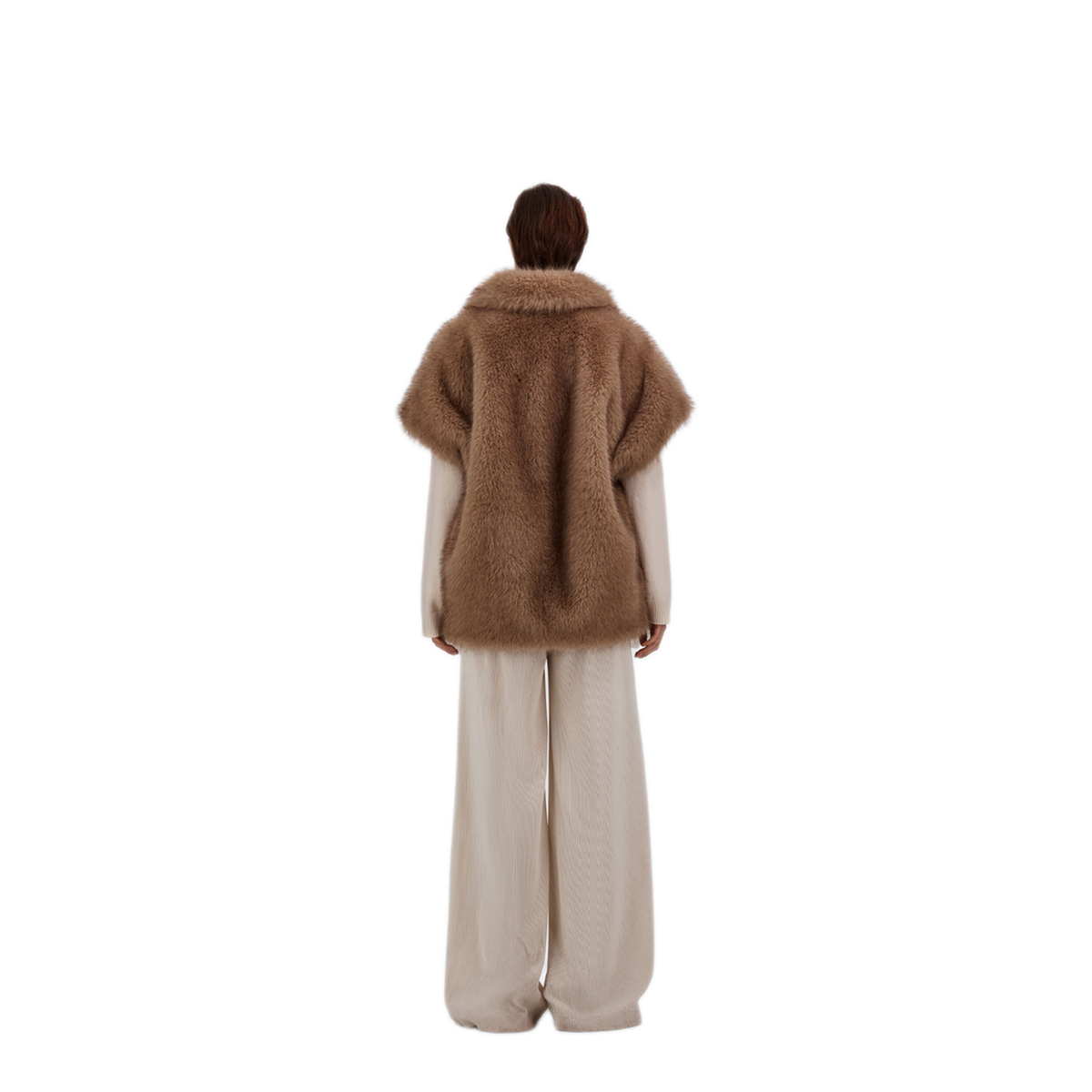 Long Hair Fur Effect Sleeveless Vest