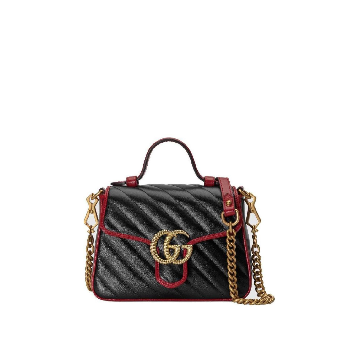 GG Marmont Mini Top Handle Bag, Gold Hardware