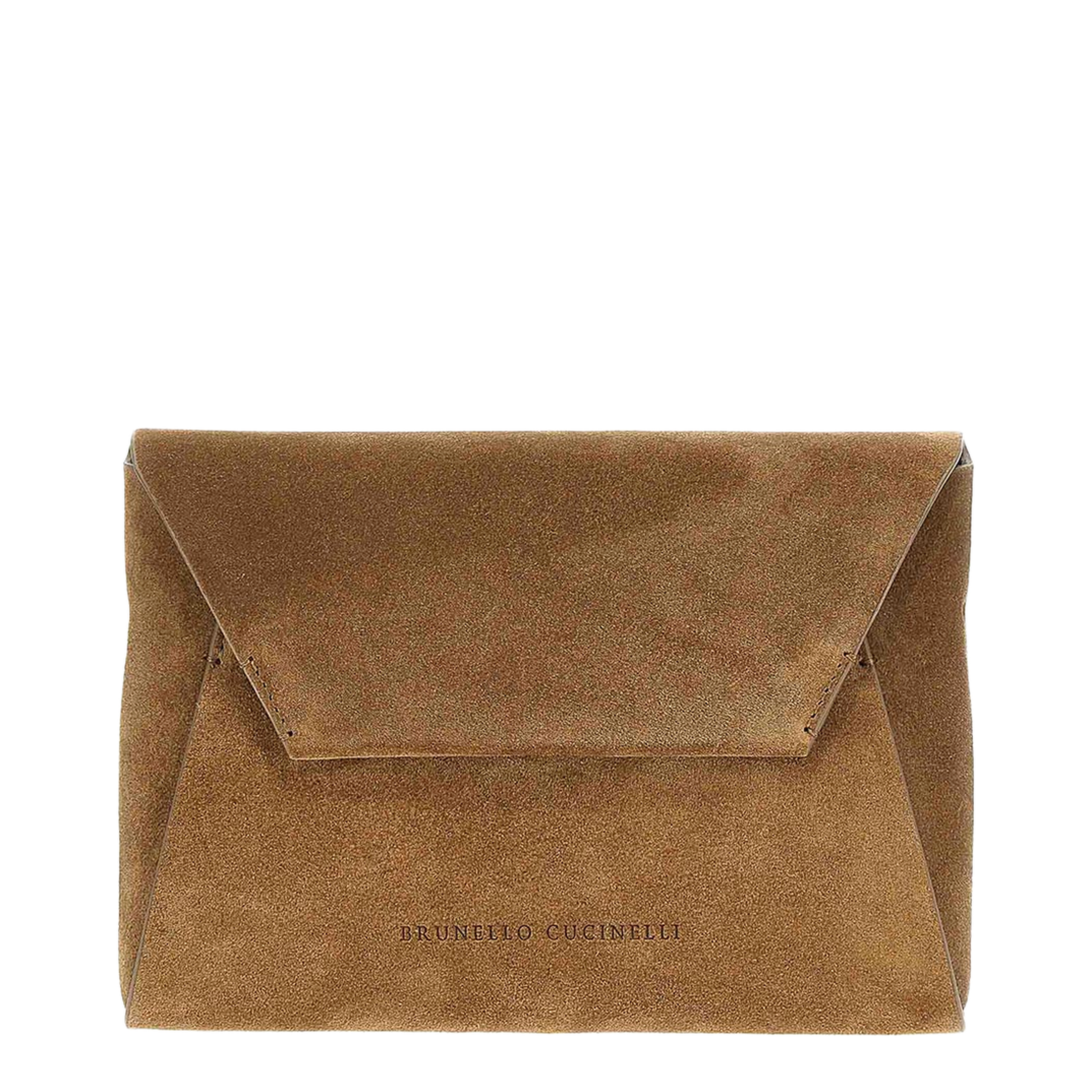 Suede Clutch Bag Brown