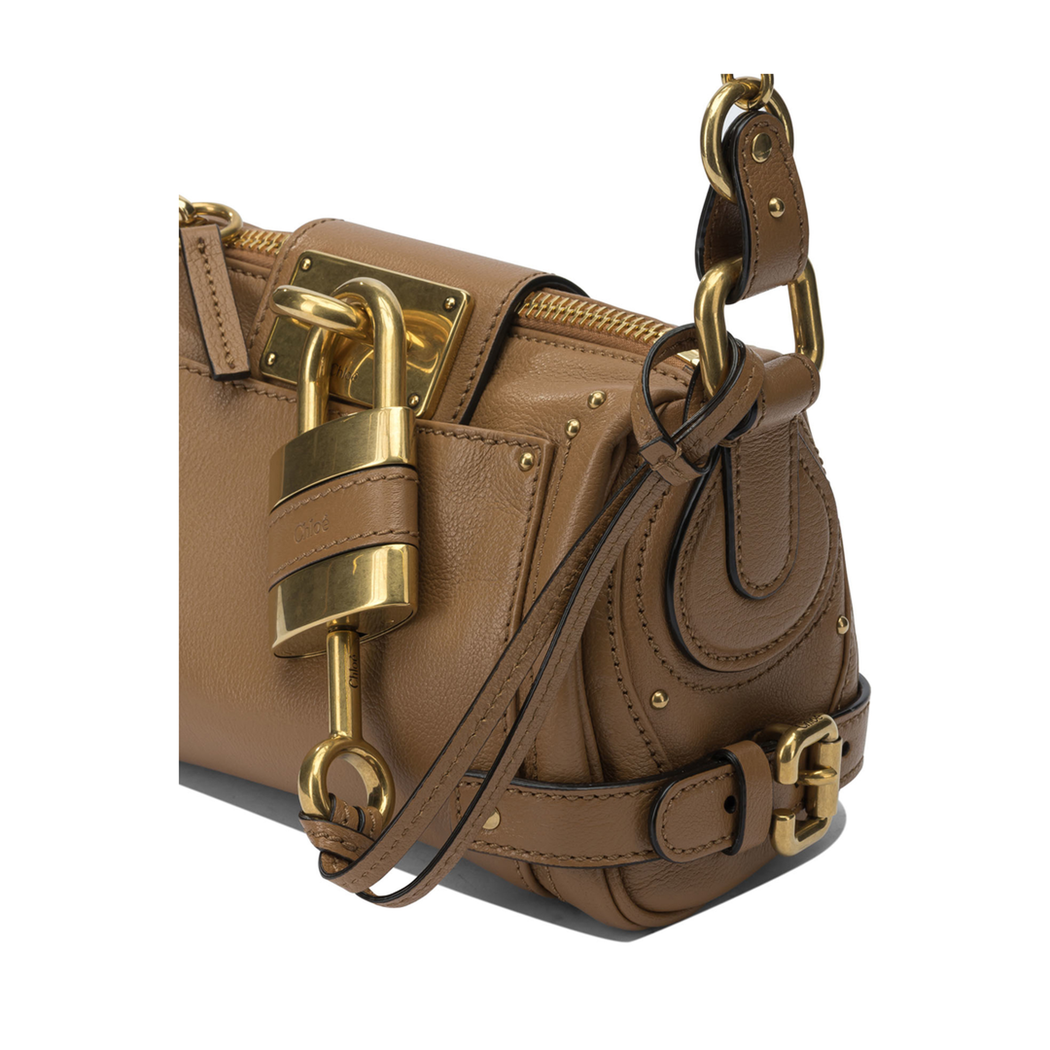 Paddington Small Grained Buffalo Leather Chain Bag - Mustang Brown