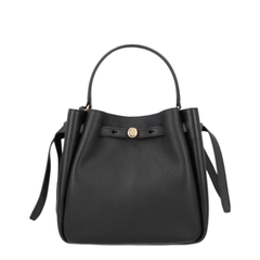 Romy Pebbled Leather Bucket Bag - Black