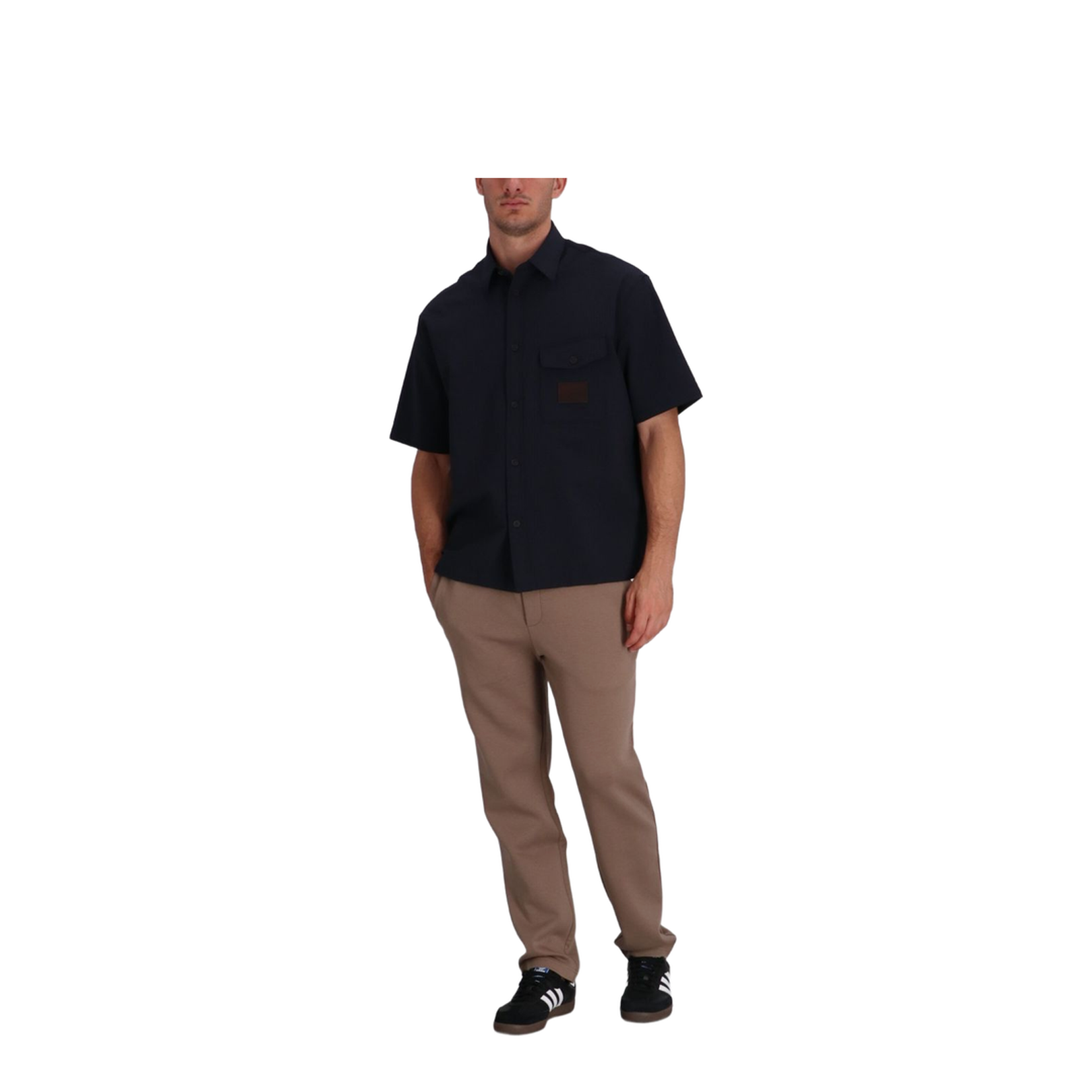 Short-sleeved Oversized Shirt in Nylon Seersucker