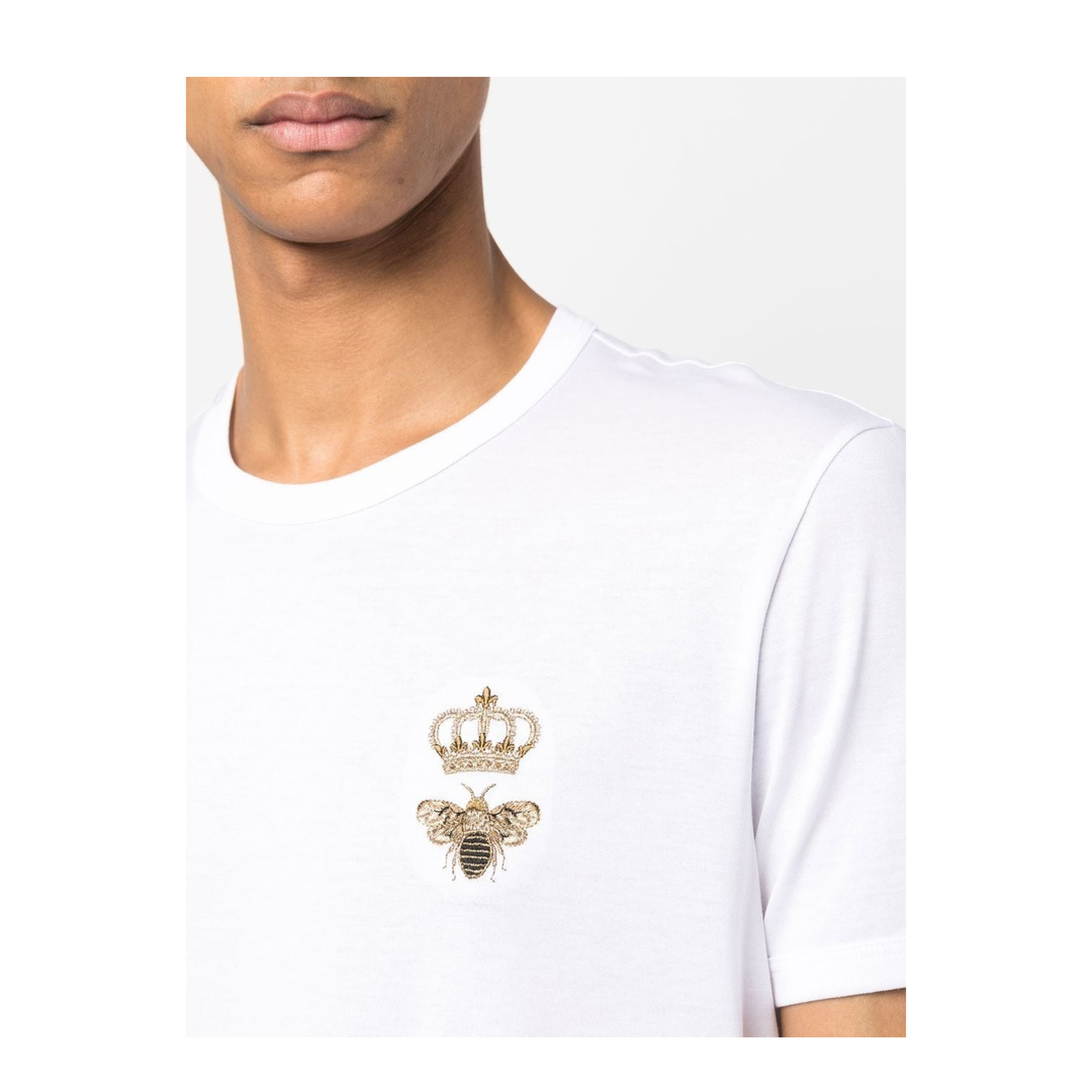 MAYFEYR - Dolce & Gabbana - Cotton Jersey T-Shirt With Lurex Embroidery - G8PV1ZG7WUQ