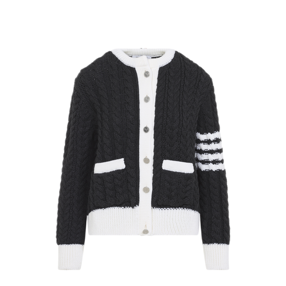 MAYFEYR - Thom Browne - Aran Cable Crew Neck Cardigan - FKC724AY1024025