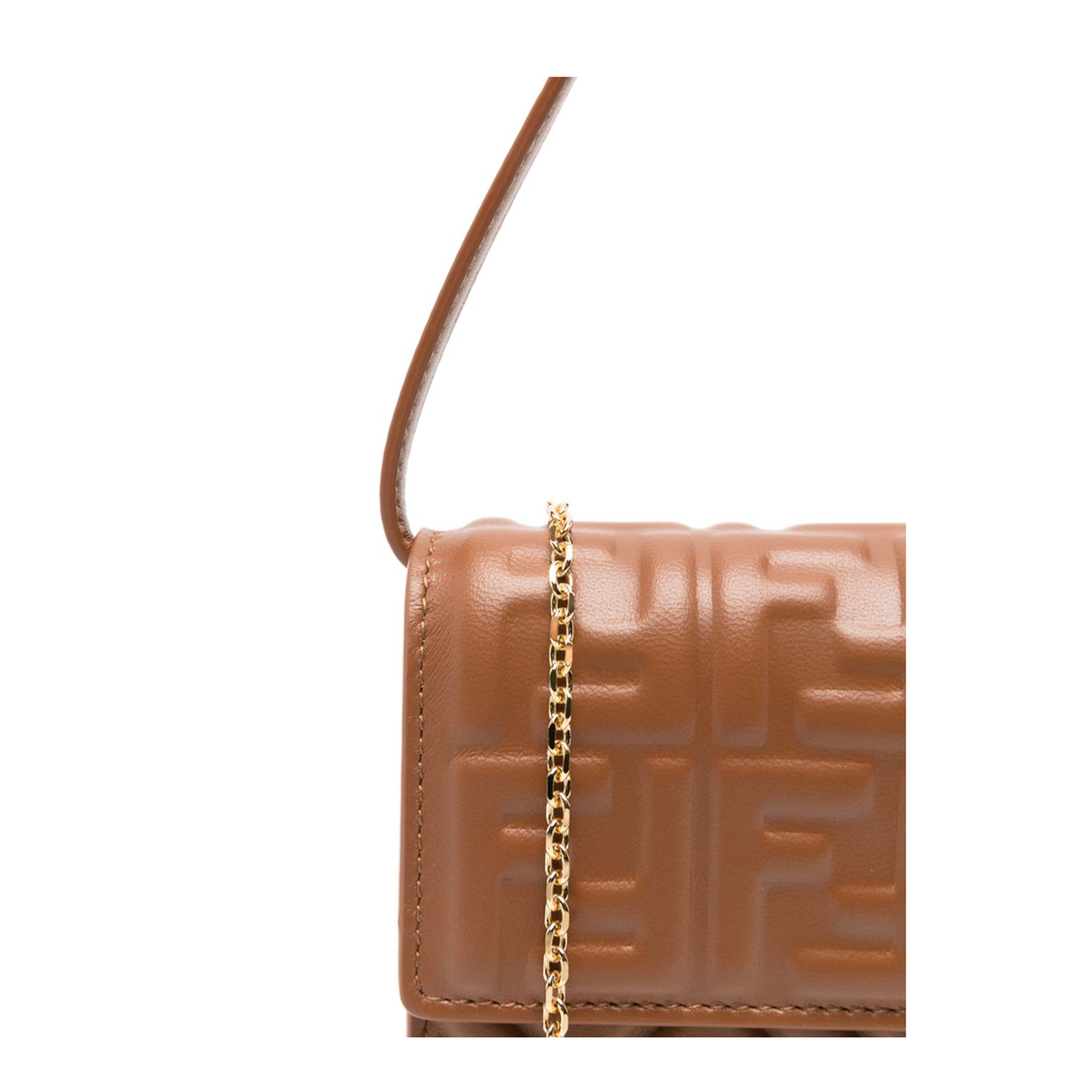 Baguette Nappa Leather Wallet On Chain - Sellier Brown