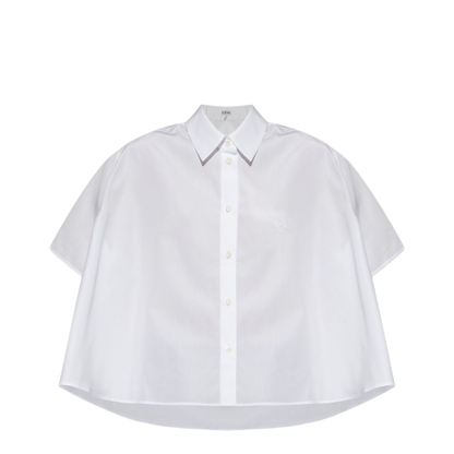 White Short Sleeves Button Fastening Collared Shirt