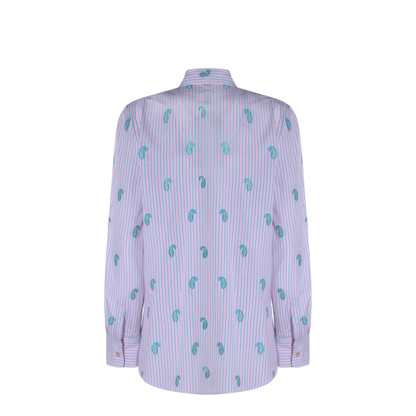 Striped Fil Coupé Paisley Cotton Jacquard Shirt - Pink