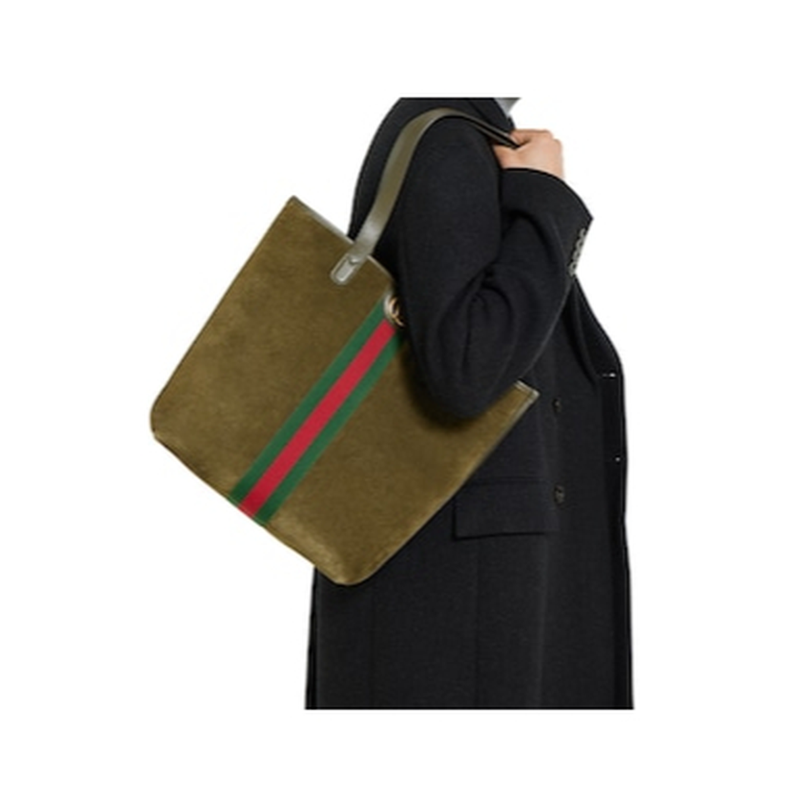 Ophidia Medium Tote Bag Dark Green Suede