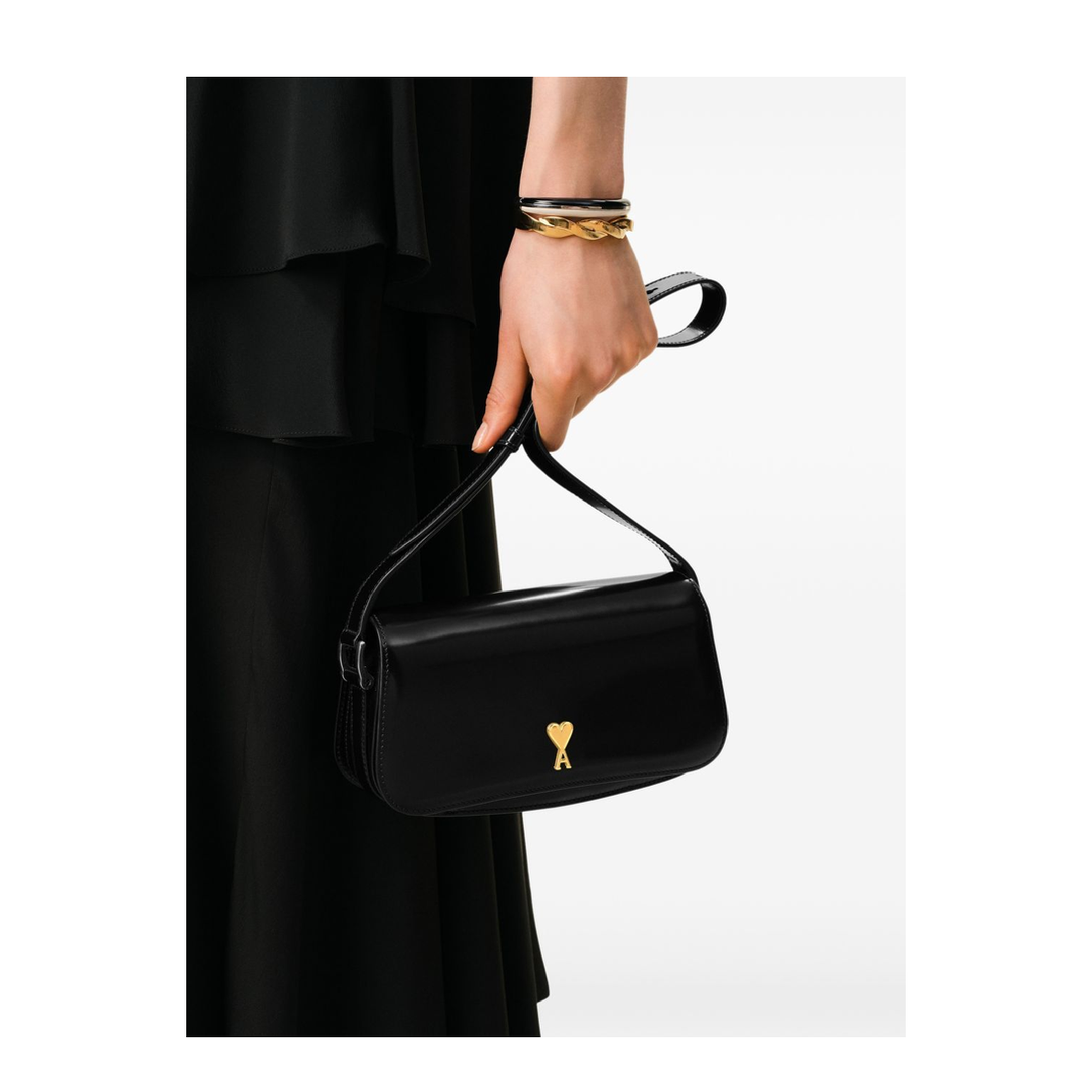 Paris Paris Cow Leather Shoulder Bag - Black