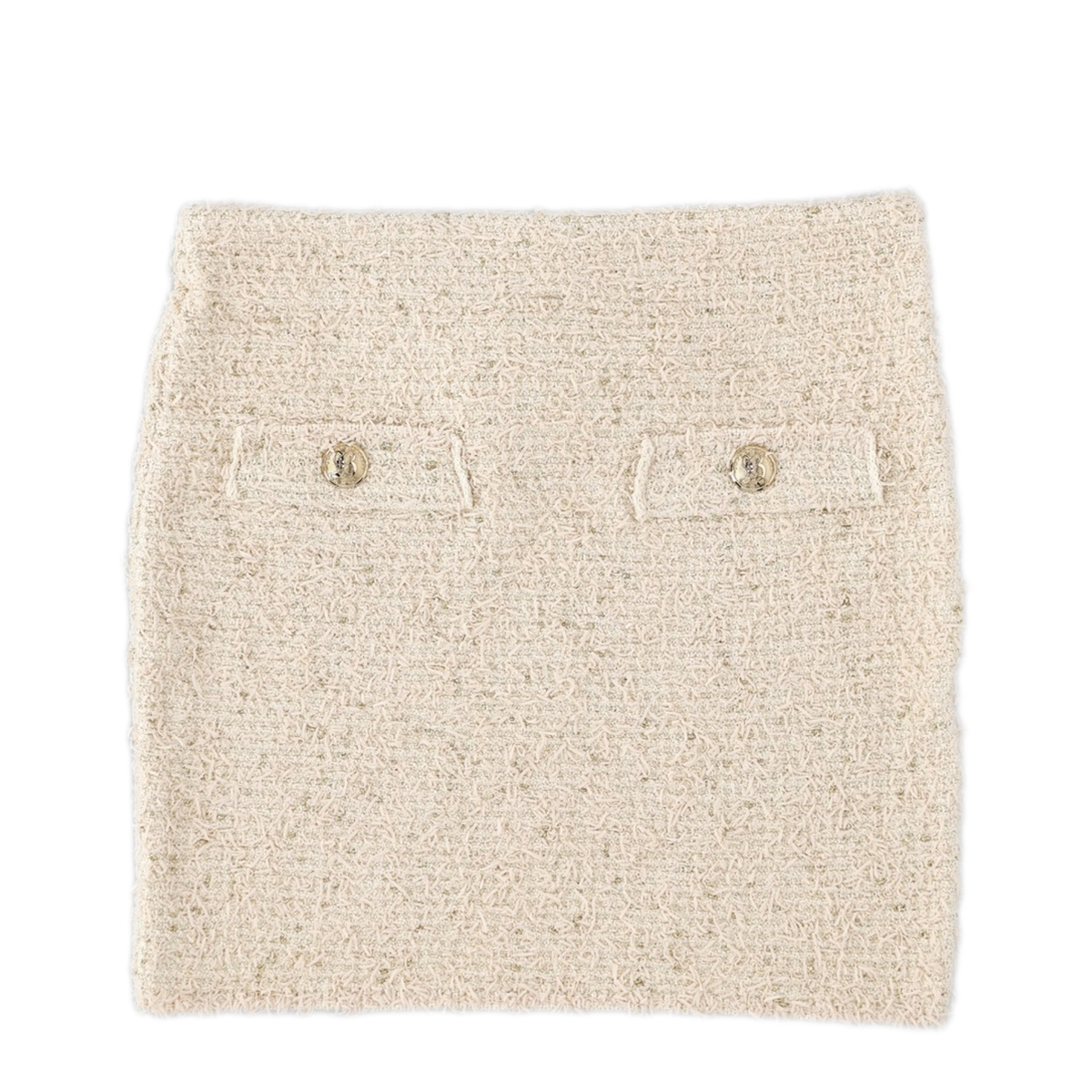 Tweed Miniskirt With Button Detail
