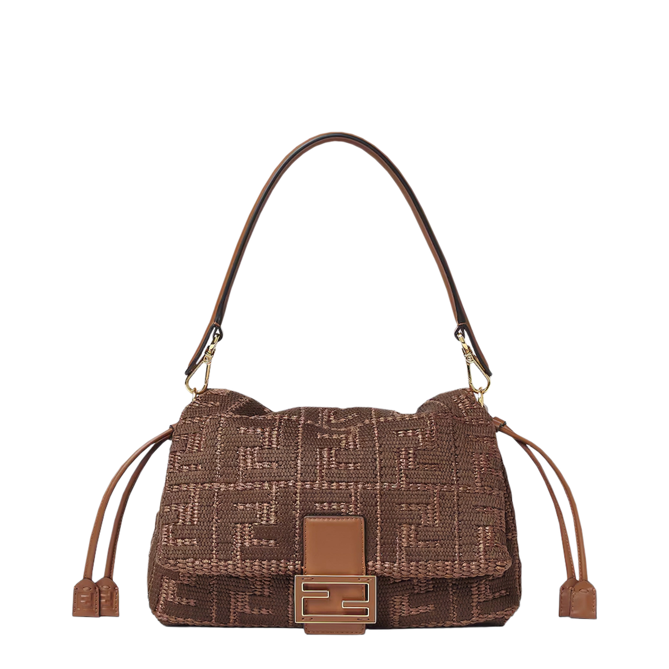 MAYFEYR - Fendi - Medium Baguette Bag In Woven Raffia With Ff Selliér Embroidery - 8BR833AY6GF1UJK