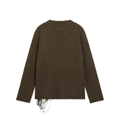 MAYFEYR - Mm6 Maison Margiela - Crew-Neck Sweater In Khaki/Black Wool Blend - SH0HL0049M13283727S