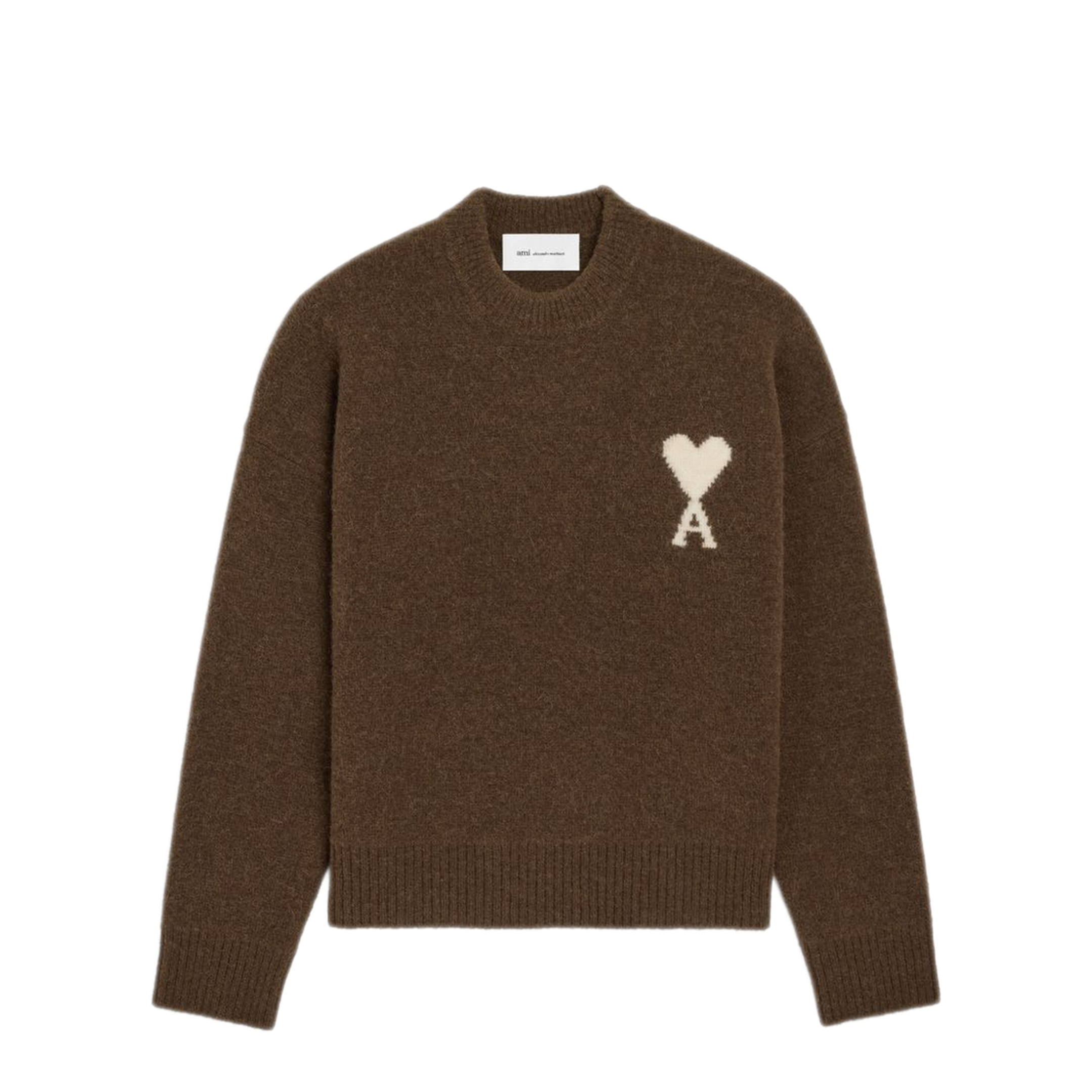 MAYFEYR - Ami Paris - Brown Crew Neck Long Sleeves Sweater - UKS836DKN0135A362