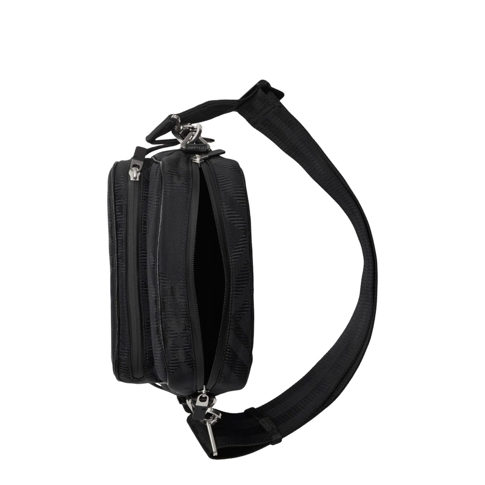 Black Nylon Blend Crossbody Bag