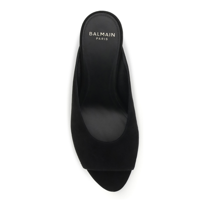 MAYFEYR - Balmain - Suede Open Toe Mules - GN0UR243LCMK0PA