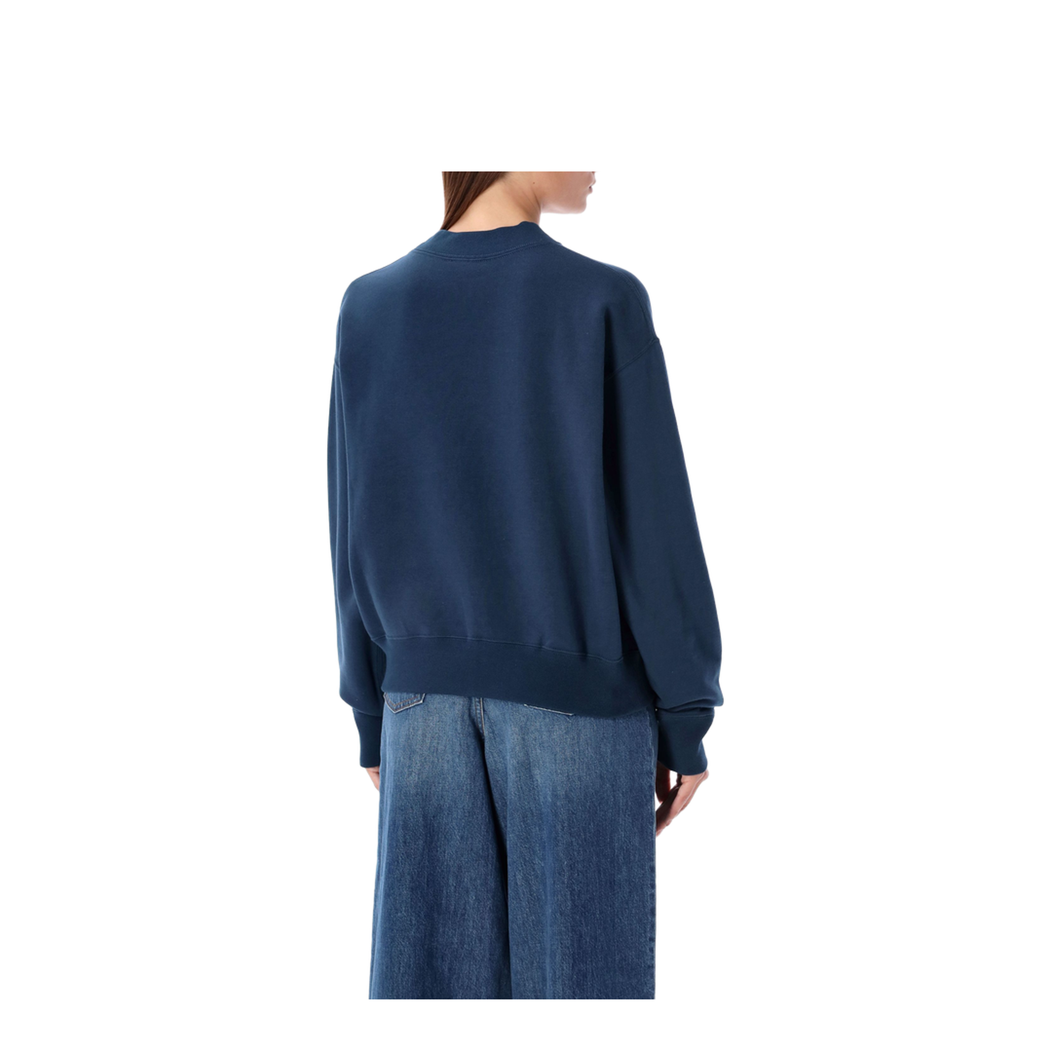 Mock-neck logo sweater in cotton fleece