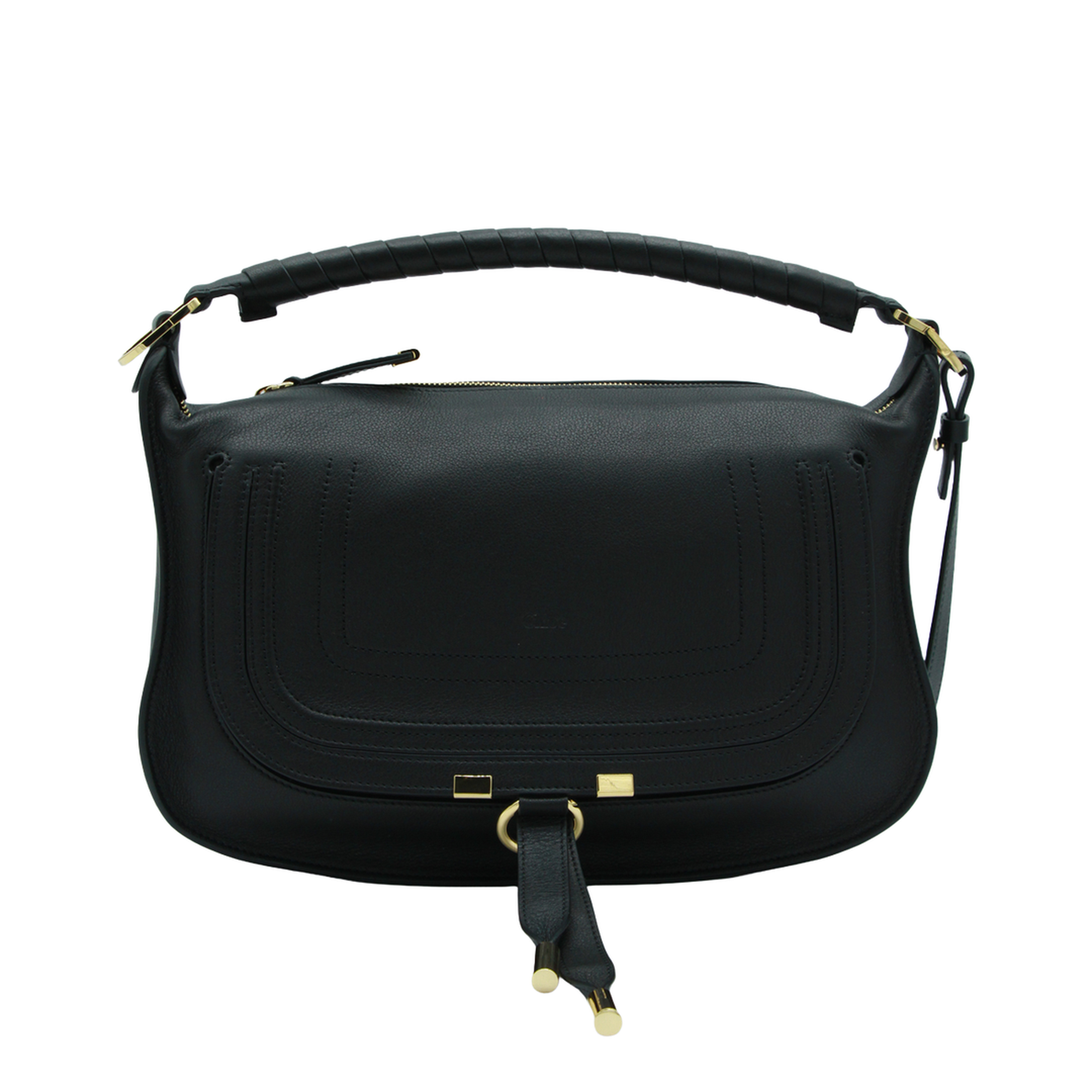 Marcie Small Calfskin Shoulder Bag - Black