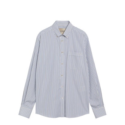 Blue Striped Cotton Long-Sleeve Shirt