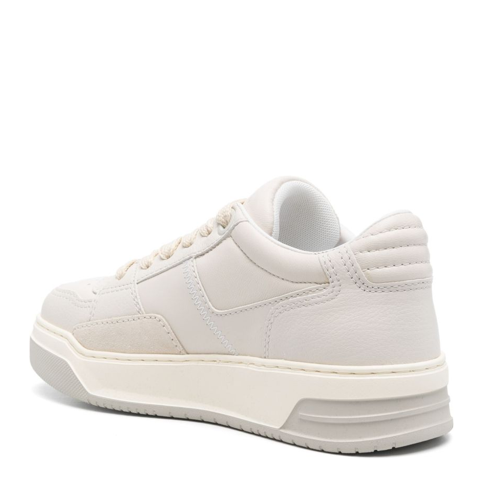 Light Beige Front Lace-Up Fastening Perforated Toebox