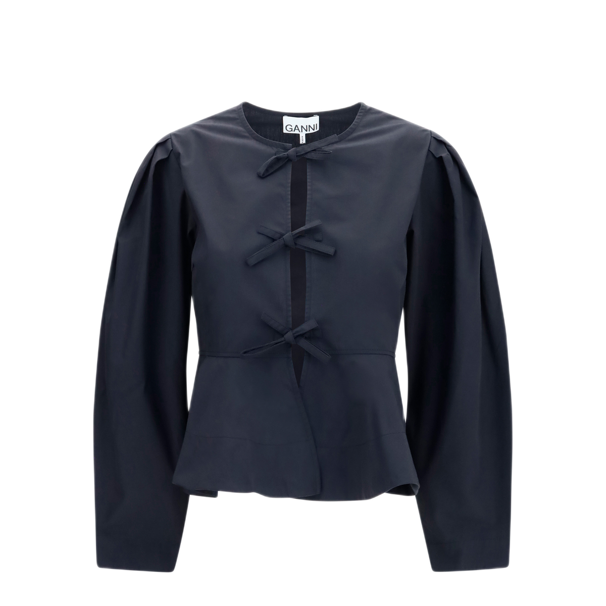 MAYFEYR - Ganni - Cotton Poplin Blouse With Bows - A1040486099