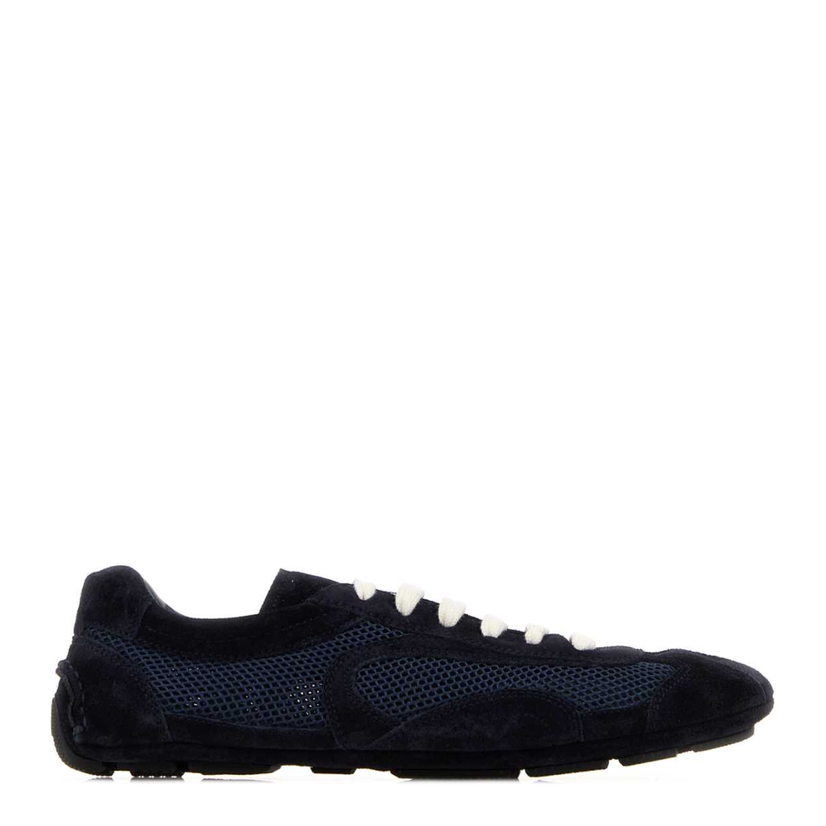MAYFEYR - Prada - Midnight Blue Suede And Mesh Montecarlo Sneakers - 1E247OFD0103D8CF0008