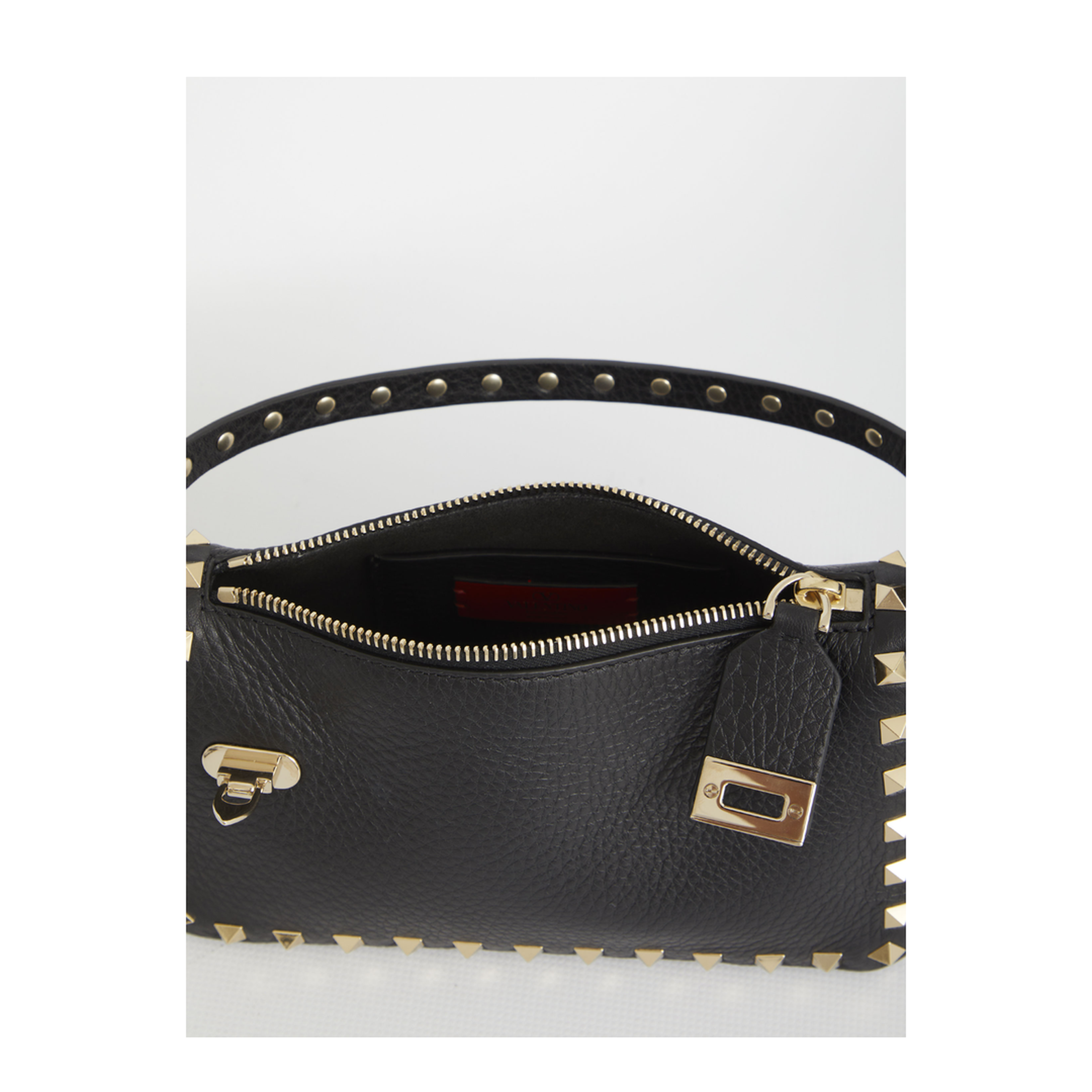 Rockstud Small Grainy Calfskin Crossbody Bag - Black
