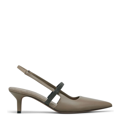 Nappa Leather City Heels with Shiny Strap