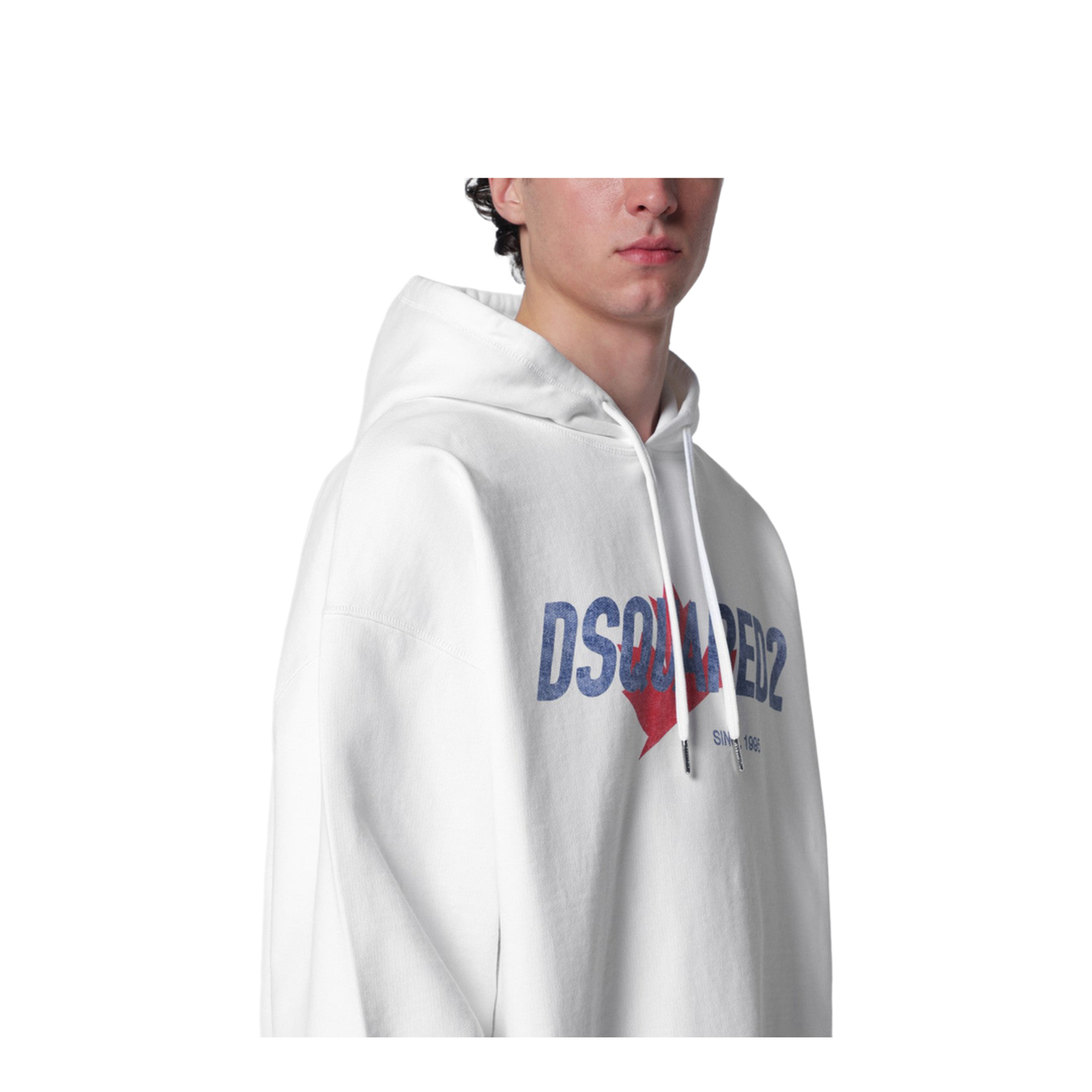 White Relaxed-Fit Sweatshirt with Logo Print