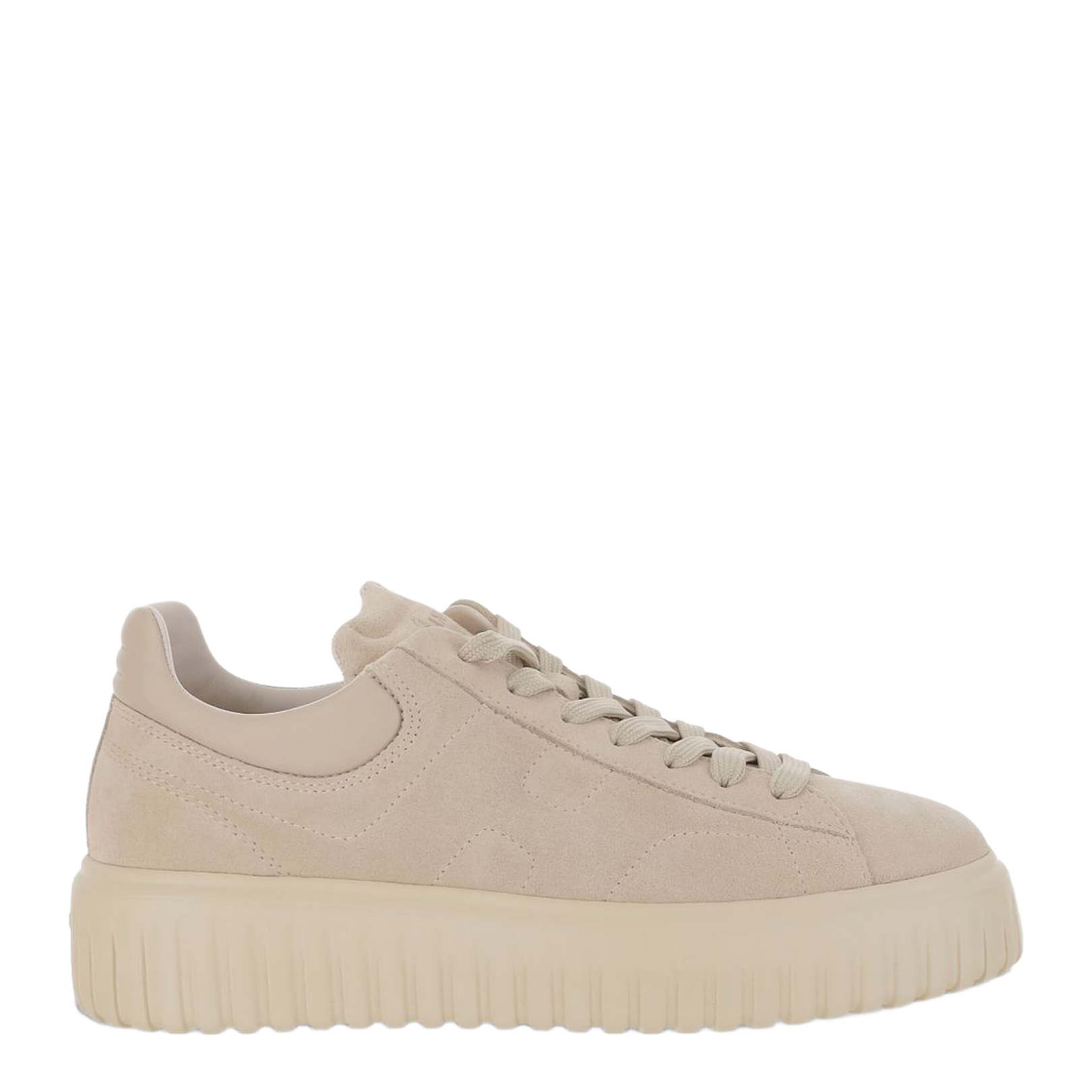 Beige Suede Upper Vertical Stripes Round Toe Lace-Up Front