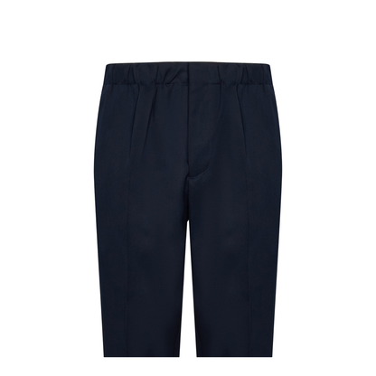 Tapered Dark Blue Wool Trousers