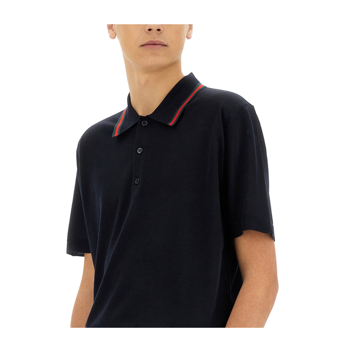 MAYFEYR - Gucci - Knitted Wool Polo Shirt With Web Pattern - 819225XKEJV4060