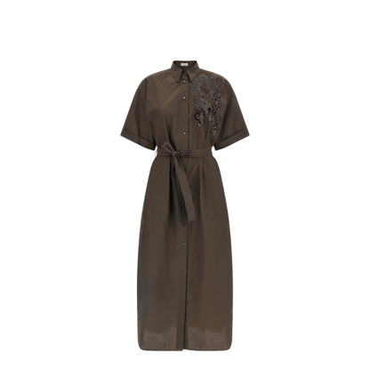 Cotton Long Dress - Brown