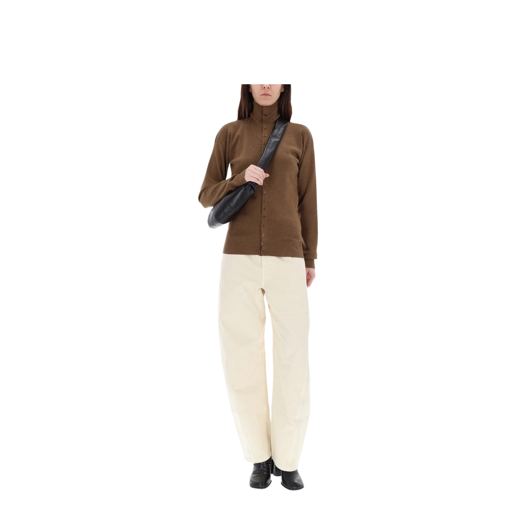 Wool High Collar Cardigan