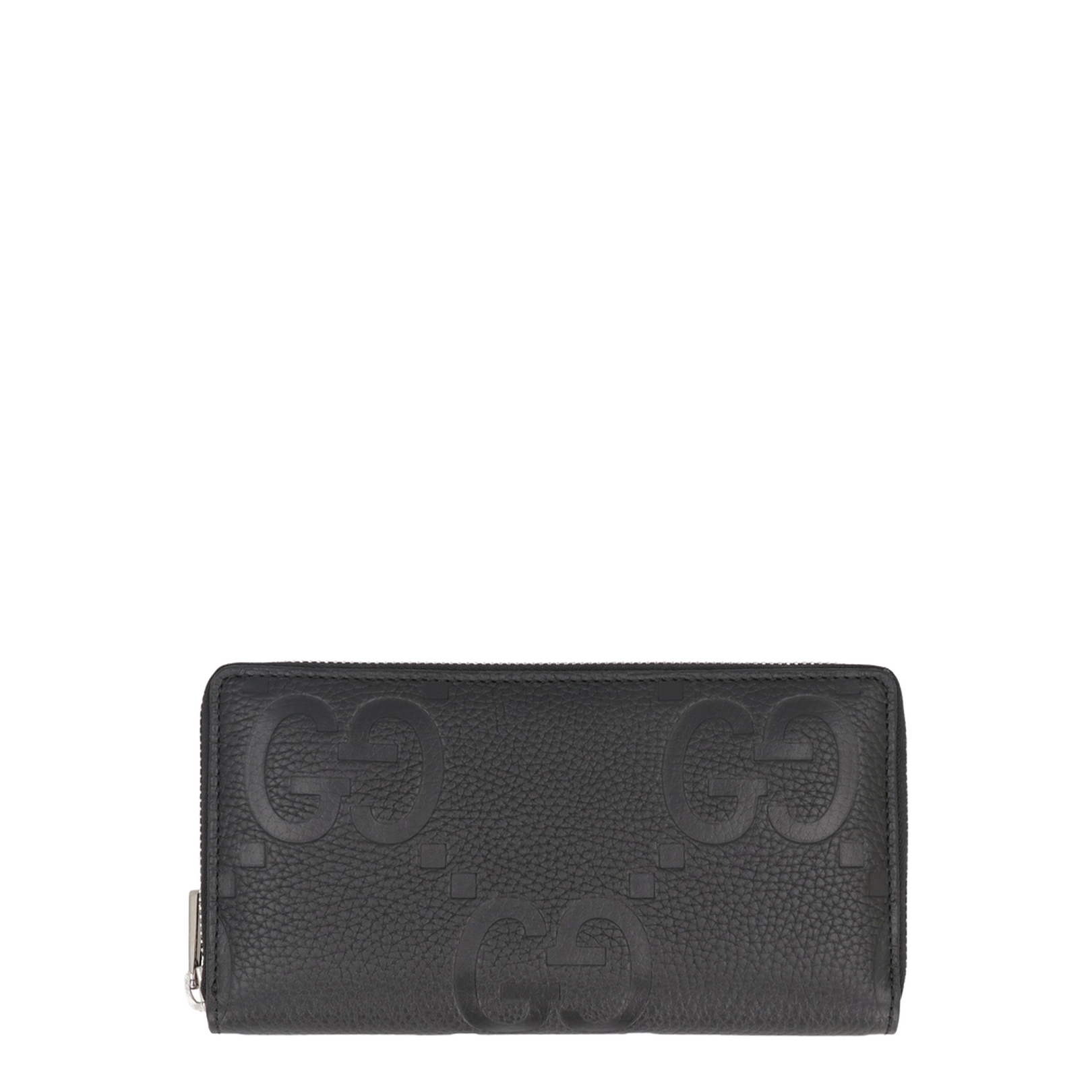 Jumbo Zip Around Wallet in Black Leather