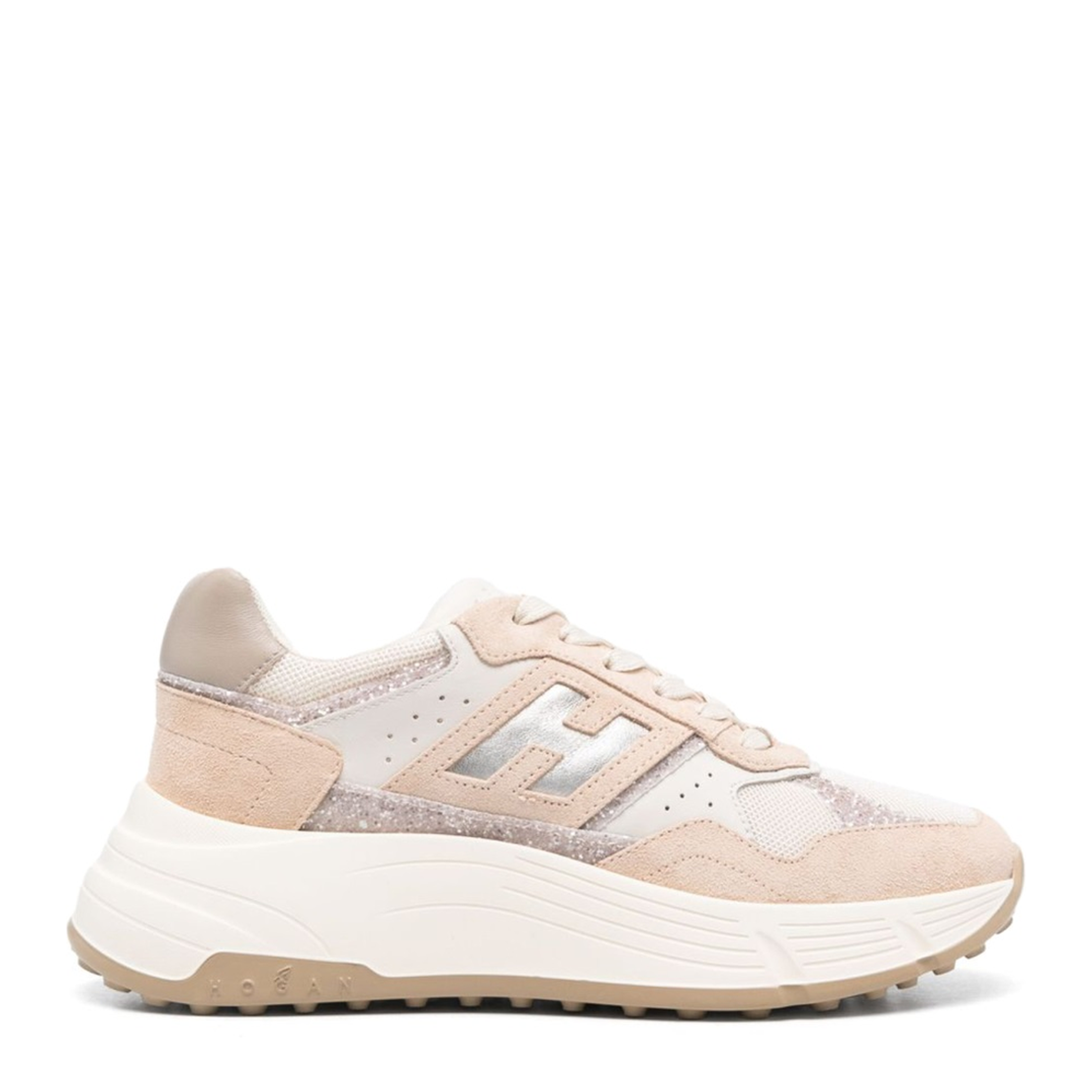 Blush Beige Front Lace-Up Fastening Chunky Sole