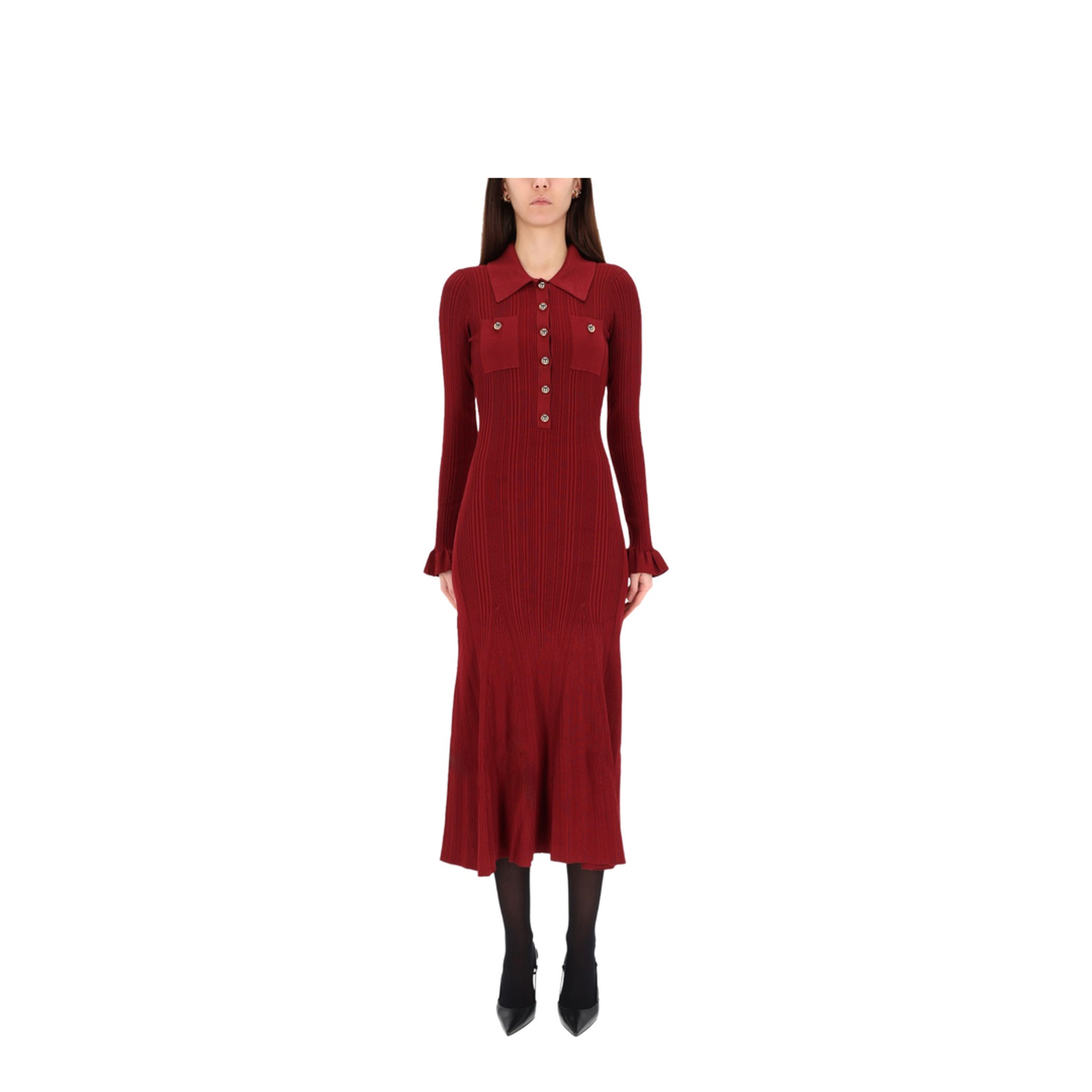 MAYFEYR - Self Portrait - Midi Dress With Collar - AW25008MABUBURGUNDY